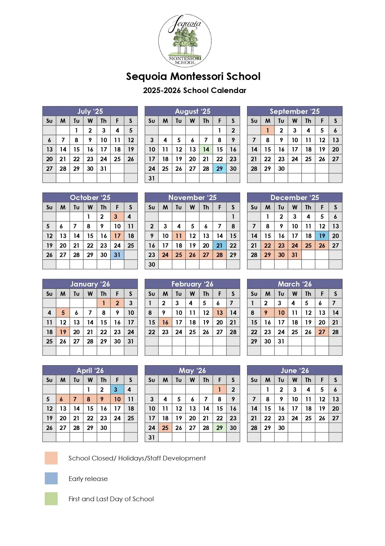 2025-2026 School Calendar
